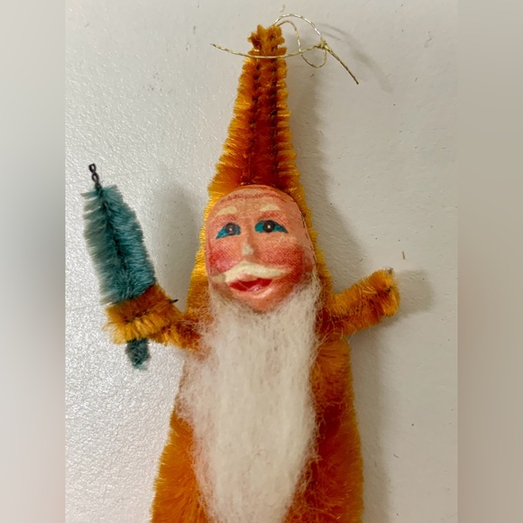 1940s Post WWII Antique Chenille Santa Claus Wire Brush Tree Ornament - Picture 6 of 8